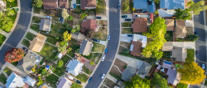 aerial photo of housing subdivision